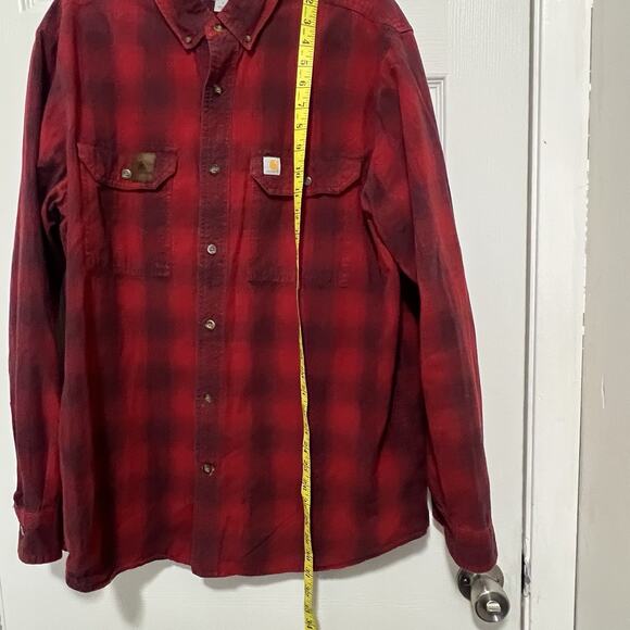 Carhartt Mens Life Guatemala Red Plaid Flannel Button Front Shirt Size Large EU - Picture 6 of 10